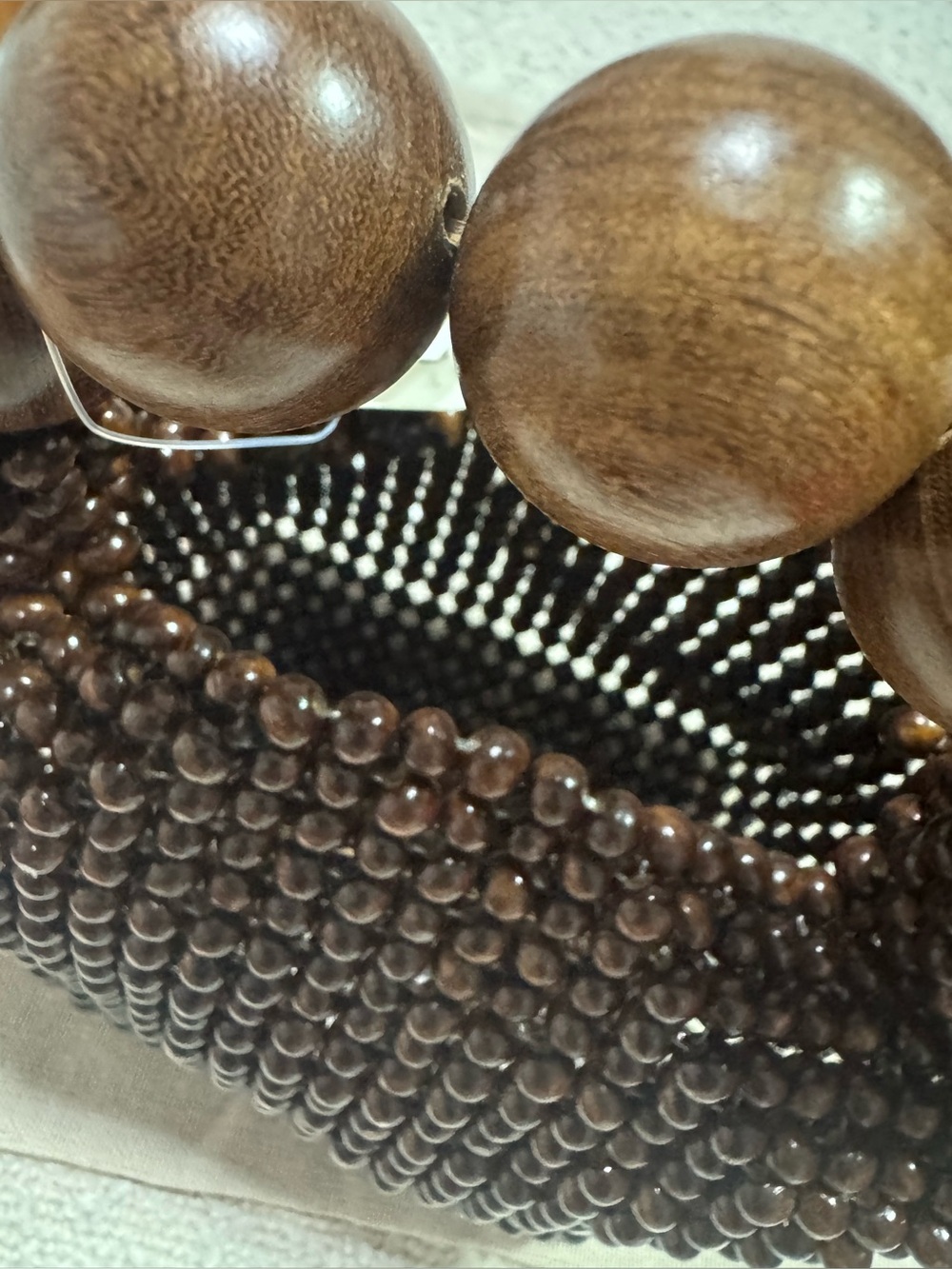 NWT Anthropologie Wooden Beaded Mini Top Handle Bag - Picture 4 of 5